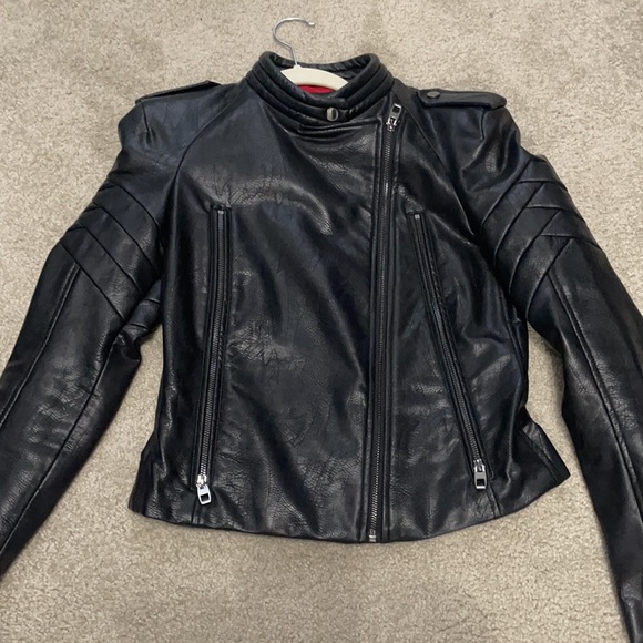 Zara Faux Leather Biker Jacket Small - Picture 2 of 7